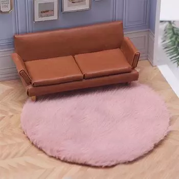 1/12 Миниатюрный мохнатый коврик Модель Ob11 Маленький тканевый кукольный ковер Миниатюрный имитационный напольный коврик 12cm синий