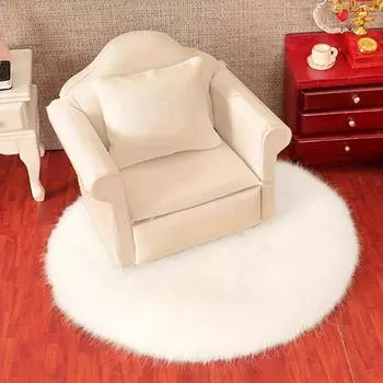 1/12 Миниатюрный мохнатый коврик, прикроватная тумбочка, мини-одеяло, миниатюрный имитационный напольный коврик 12cm синий