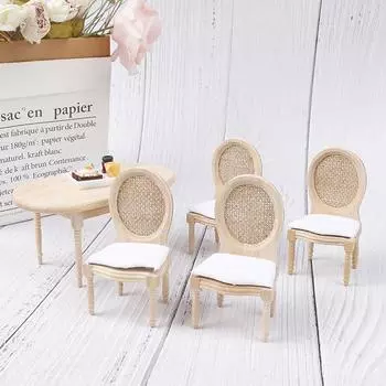 1:12 Миниатюрный обеденный стол и стулья для кукольного домика, набор мебели для кухни для кукольного домика