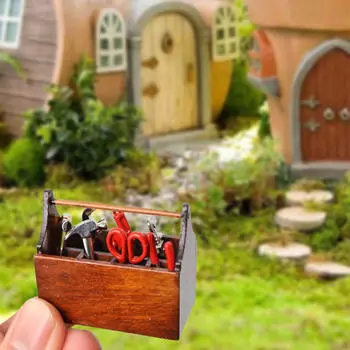 1/12 Миниатюрный ящик для инструментов для ремонта Ролевые игры Игрушки Коллекции Сцены Имитация Ремесла Мини DIY