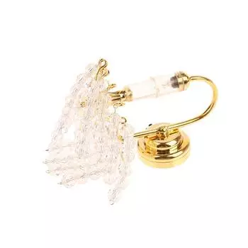 1:12 миниатюрный светодиодный светильник для кукольного домика, настенный светильник с золотыми бусинами, модель домашнего освещения, мебельный декор, игрушки, аксессуары для кукольного дома