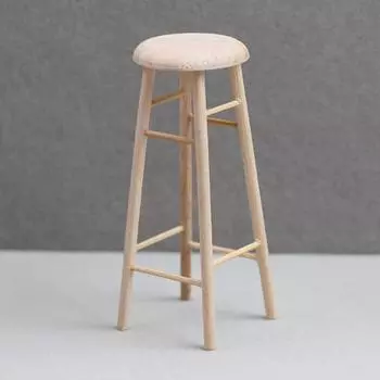 1:12 миниатюрный высокий табурет для кукольного домика, барный стул, круглый стул, модель, мебельный декор абрикосовый
