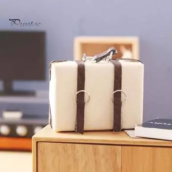 1/12 модель чемодана для кукольного домика, реалистичный вид, миниатюрная сумка с высоким уменьшением, коробка для багажа, украшение для кукольного домика бежевый