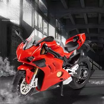 1:12 Модель мотоцикла из сплава со звуком - плавный ход, детская игрушка и украшение красный