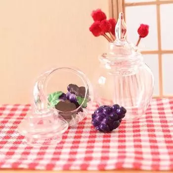 1:12 моделей баночек для хранения, прозрачная многоразовая кукольная миниатюрная стеклянная банка для моделирования, микропейзаж B