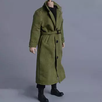 1/12 Мужская фигурка Длинная ветровка Кукла Куртка Модные мягкие наряды Тренч чёрный