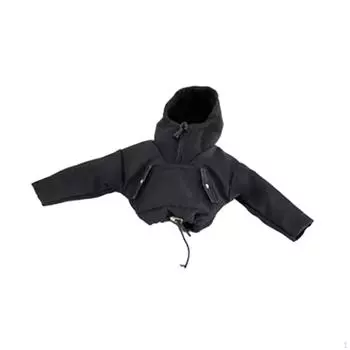 1/12 Мужская фигурка Кукольная одежда Мини-толстовка с капюшоном Модные повседневные наряды Ручная работа для 6-дюймовых фигурок чёрный