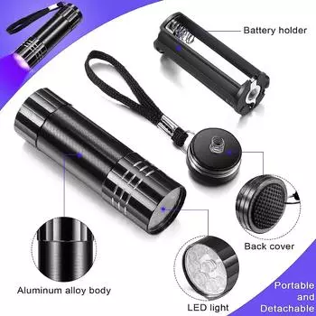 1-12 PCS UV Flashlight Mini Ultraviolet Lamp Torch 395nm Black Light Pocket Flashlights UV Light Detector for Pet Urine Stain