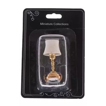 1:12 Простая светодиодная настольная лампа белого абажура для кукольного домика