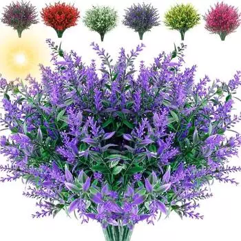 1-12 пучков искусственных цветов лаванды, садовое крыльцо, кашпо, украшение для дома и улицы, подвесные украшения 1PC (8 Bundles)