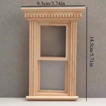 1/12 Scale Miniature Wooden Flat Top Sliding Window with Sash Panels Model Ornament - DIY Miniature Photography Props- Seasonal Decor - Perfect Gift 1 Set