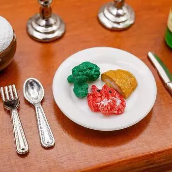 1:12 Scale Tableware Ложка Вилка Ножи Ролевые игры Детская столовая посуда Кухня Реалистичные кукольные домики Кулинарные столовые приборы 5