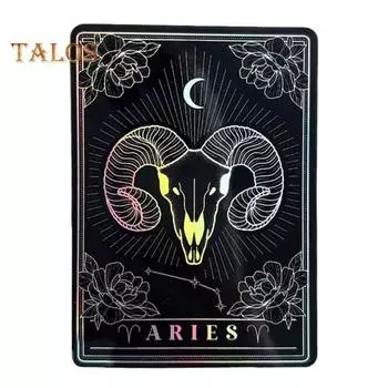 1/12 шт. 12 квадратных наклеек со знаком зодиака, голографические наклейки на холодильник, водонепроницаемая виниловая наклейка для белой доски, посудомоечной машины, холодильника, декора Aries