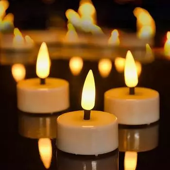 1/12 шт. беспламенные светодиодные свечи мигающие свечи на батарейках чайные свечи для дня рождения свадьбы вечеринки рождественского декора освещение 1Pcs светло-желтый