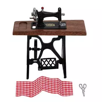 1:12 швейных машинок для весов, винтажная швейная машинка, мини-мебель для кукольного домика, аксессуары