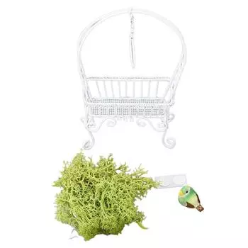 1: 12 Стоячих Птичьих Кольца Металлическая Структура Декоративные Миниатюрные Отдельностоящие Птичьи Качели с белый