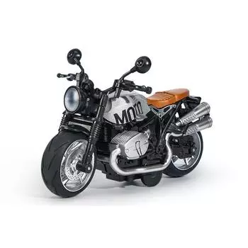 1/12 Винтажная модель мотоцикла Latte High Simulation Diecasts Toy со звуком и светом инерционные транспортные средства украшения игрушки чёрный/серебряный