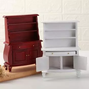 1:12 Витрина Дом Миниатюрный Кукольный Домик Кукольный Шкаф Декор белый