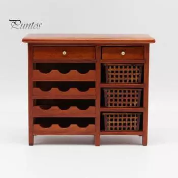 1/12 винный шкаф имитация DIY украшения деревянный кукольный домик дисплей модель мебели для декора коричневый