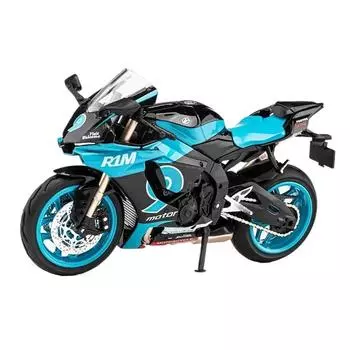 1/12 Yamaha YZF-R1M Модель мотоцикла из сплава Литые автомобили Звук и свет Внедорожные мотоциклы Коллекция Детские игрушки Подарок синий