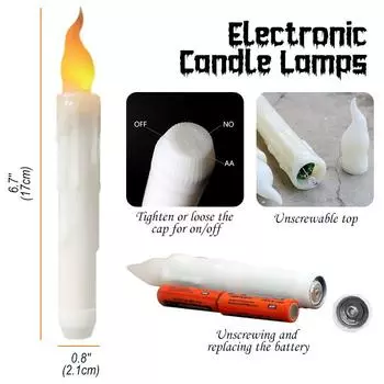 1-12PCS Halloween Flameless Hanging Candle LED Floating Candles Wand Remote Control Floating Candles, for Halloween Party Decor