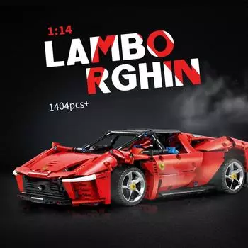 1:14 MOC 1404 шт. Technic супер гоночный автомобиль красный спортивный автомобиль строительный кирпичный блок модель подарок на день рождения для мальчиков и девочек для взрослых No Box