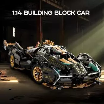 1:14 супергоночных строительных блоков, автомобиль, крутой технологический дизайн, дополнительная силовая группа, подарок на день рождения, Рождество для друзей или детей No Box