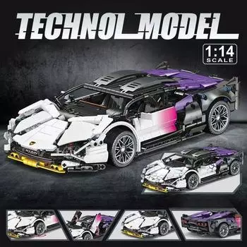 1:14 Technic Super Purple Speed Car Building Blocks Racer Bricks Toys для детей Образовательный подарок на Хэллоуин, День Благодарения, Рождество No Box