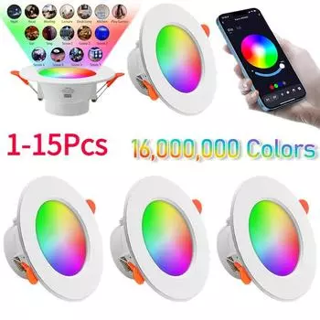 1-15 шт. светодиодный светильник с подсветкой WiFi 10 Вт 85-265 В, регулируемый точечный светильник, встраиваемый круглый точечный светильник с поддержкой Bluetooth, атмосфера