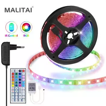 1-15M RGB 5050 SMD 1M/30 Светодиодная гибкая световая лента Светодиодная лампа 44 клавиши ИК-пульт дистанционного управления RGB-контроллер для ПК ТВ Фоновое освещение с вилкой европейского стандарта