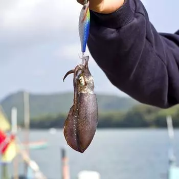 1-15PCS Wood Shrimp Horizontal Laser Luminous Floating Egi Lure Squid Jigging Shrimp Hook Octopus Cuttlefish Fishing Baits 1PCS