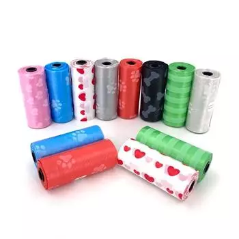 1-15Roll Pet Dog Foo Bags Диспенсер Сборщик Мусорный Мешок Для Собак Испражнений Щенок Кошка Fooer Scoper Bag Маленькие Рулоны Чистые Товары Для Уличных Животных 5 Roll чёрный