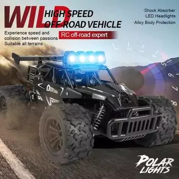 1:16 4WD RC машинка со светодиодными огнями 2.4G радиоуправляемые машинки багги внедорожные грузовики игрушки для мальчиков для детей подарки жёлтый