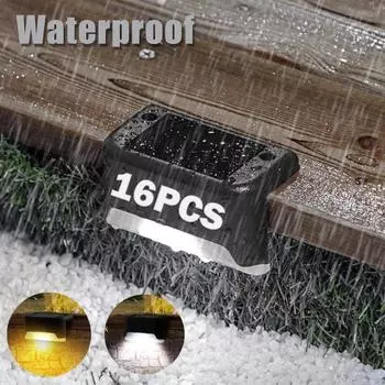 1-16 шт. Солнечный светодиодный светильник для улицы IP65 водонепроницаемый солнечный светильник для ступеней, садовые светильники, настенные светильники для ограждений, декор для ступеней патио white light-1pcs