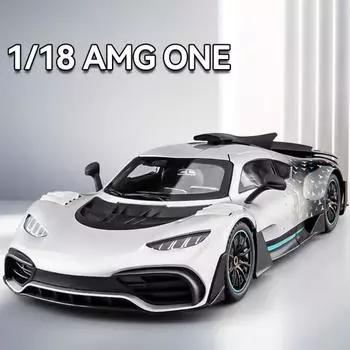 1:18 Benz AMG ONE литой спортивный автомобиль модель игрушки двери открываются со звуком и светом переднее колесо рулевое управление транспортное средство для взрослых и детей подарки чёрный