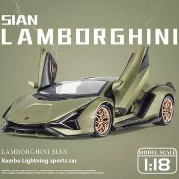 1:18 Lamborghini New Energy Super Sports Car Alloy Литая модель автомобиля со звуком и светом, детская игрушка с функцией инерционного механизма, подарок на день рождения мальчика красный