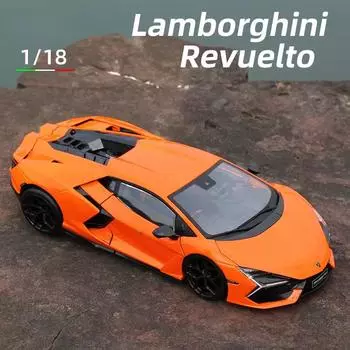 1:18 Lamborghini Revuelto Модель автомобиля Гибридный симулятор Супер спортивный автомобиль Литой игрушечный автомобиль Литой сплав Подарочная коллекция Украшения Подарок для мальчиков оранжевый