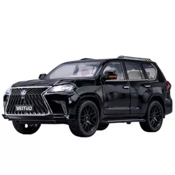 1/18 LEXUS LX570 SUV Toys Модель автомобиля из литого металла Гигантский внедорожник Моделирование Звук Свет Хобби Коллекционная детская игрушка Подарок