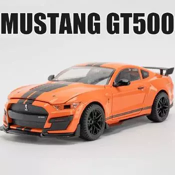 1:18 масштаб Mustang GT500 спортивная модель автомобиля игрушка литой сплав двери открываются модели транспортных средств украшения свет звук мальчики подарки на день рождения синий