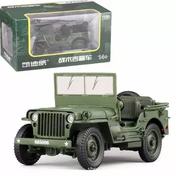 1/18 масштабная модель автомобиля из сплава, литье под давлением Willys Jeep, военная тактика, грузовик, открывающиеся панели капота, чтобы раскрыть украшение двигателя, подарок 1/18-Size:18*9.5*9.5cm