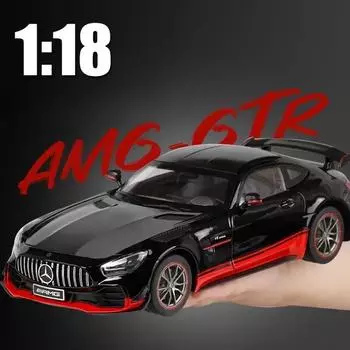 1:18 Mercedes-Benz AMG GTR Высокоточная имитация литой металлической модели автомобиля со звуком и светом, коллекция детских игрушек, подарочные украшения для мальчиков красный