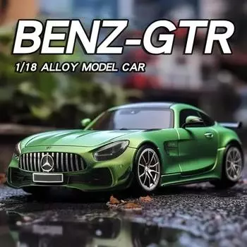 1:18 Mercedes-Benz GTR Спортивный автомобиль Модель литой миниатюрной машины Коллекция Моделирование Звук и свет игрушечный автомобиль Детский подарок Украшения зелёный