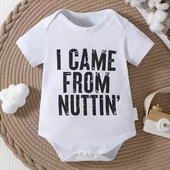 1-18 месяцев Детский комбинезон из хлопка с принтом «Я пришел из Наттина» с короткими рукавами 1-3M