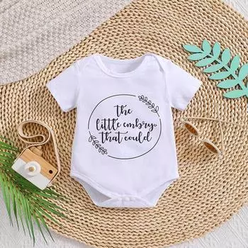 1-18 месяцев Хлопковый комбинезон для новорожденных с принтом «Маленький эмбрион, который смог» с короткими рукавами 1-3M