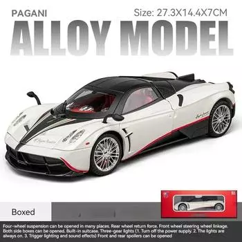 1/18 Pagani Chinese Loong Модель из сплава со звуком и светом - Реалистичная детализация для детей - Забавный подарок для любителей автомобилей белый