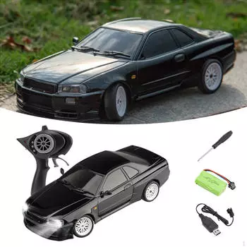 1/18 RC Drift Tire Car Model Drifting Sports Race 4WD Motor Lights High Speed Vehicle