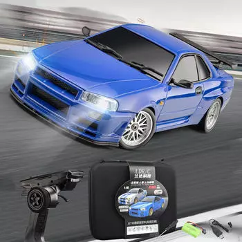 1/18 RC Drifting Car Модель с фарами 4WD на дорожном транспортном средстве Высокоскоростная технология серый