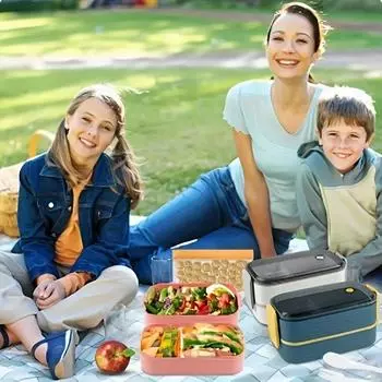 1/1.2L Пластиковый контейнер для бенто для микроволновки, герметичный контейнер для хранения продуктов, офис, кемпинг, пикник