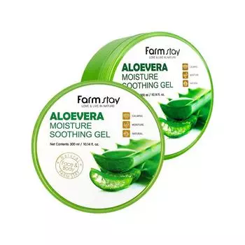 [1+1] Увлажняющий успокаивающий гель Farm Stay Aloe Vera 300 мл, 2 шт.