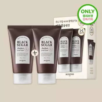 [1+1/Эксклюзивный план] Skinfood Black Sugar Perfect Scrub Foam, двойной план (180г+180г), Корея очищение